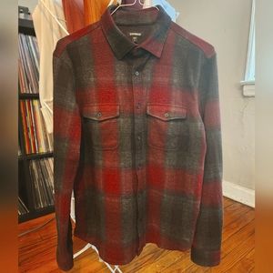 Express Men's Red/Grey Flannel Shirt Medium